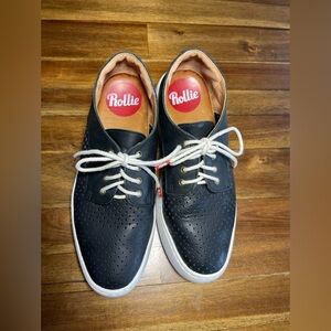 Rollie Derby City Punch Leather Shoes Women’s Comfort Walking Sneakers black